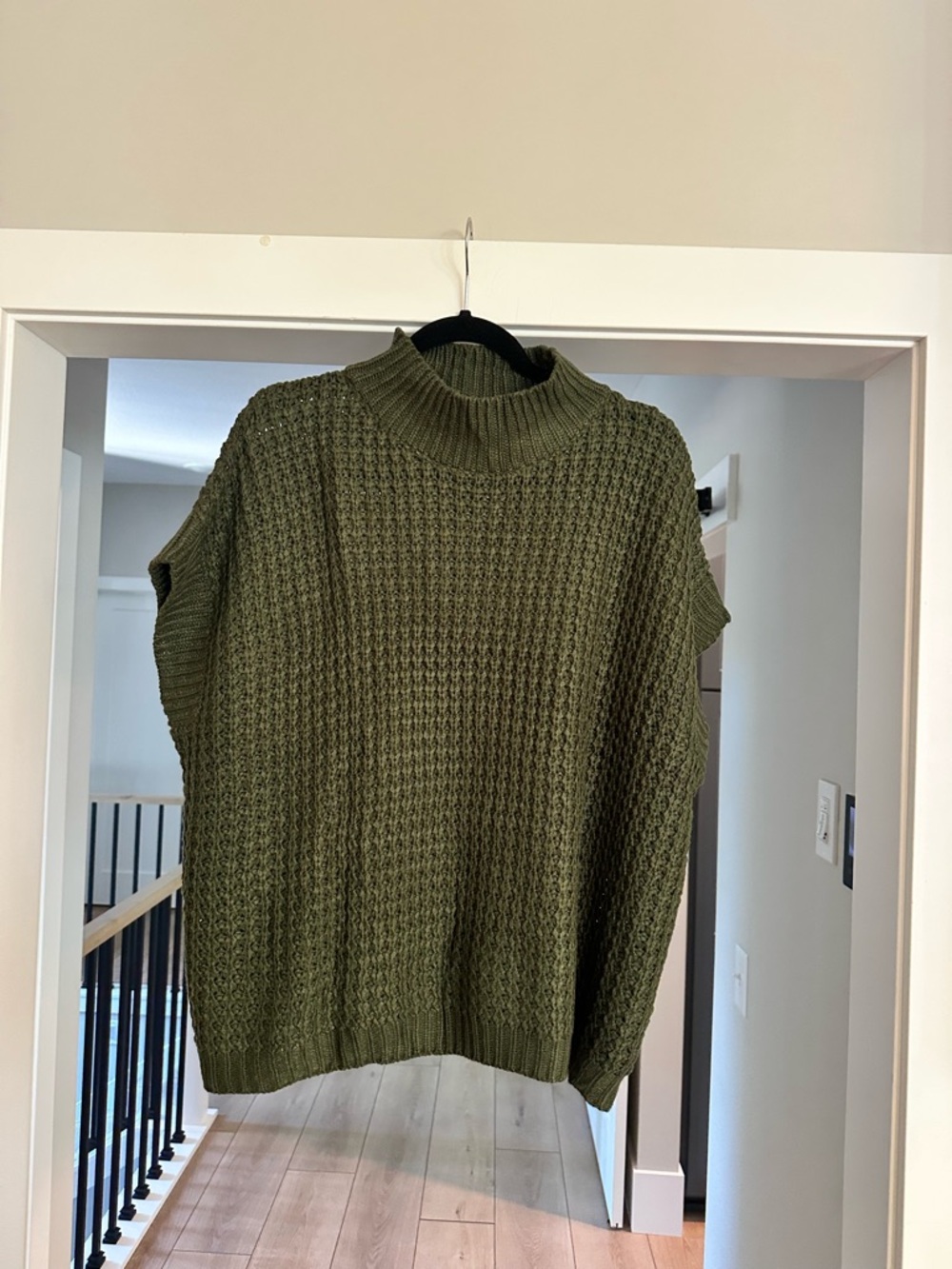 Olive Green Women's Knit Mock Neck Sweater